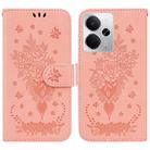 For Realme 14 Butterfly Rose Embossed Leather Phone Case(Pink) - 1