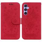 For Samsung Galaxy S23 FE 5G Butterfly Rose Embossed Leather Phone Case(Red) - 1