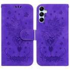 For Samsung Galaxy M34 5G/F34 5G Butterfly Rose Embossed Leather Phone Case(Purple) - 1