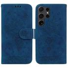 For Samsung Galaxy S24 Ultra 5G Butterfly Rose Embossed Leather Phone Case(Blue) - 1