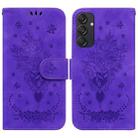 For Samsung Galaxy M55 Butterfly Rose Embossed Leather Phone Case(Purple) - 1