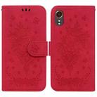 For Samsung Galaxy Xcover7 Butterfly Rose Embossed Leather Phone Case(Red) - 1
