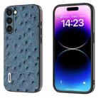 For Samsung Galaxy S23 5G ABEEL Genuine Leather Ostrich Texture Phone Case(Blue) - 1