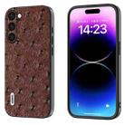 For Samsung Galaxy S23 5G ABEEL Genuine Leather Ostrich Texture Phone Case(Coffee) - 1
