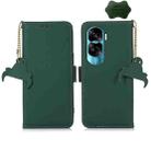 For Honor 90 Lite / X50i 5G Genuine Leather Magnetic RFID Leather Phone Case(Green) - 1