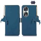 For Honor 90 5G Genuine Leather Magnetic RFID Leather Phone Case(Blue) - 1