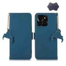 For Honor X6a Genuine Leather Magnetic RFID Leather Phone Case(Blue) - 1