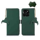 For Honor X6a Genuine Leather Magnetic RFID Leather Phone Case(Green) - 1