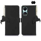 For Honor X5 Plus Genuine Leather Magnetic RFID Leather Phone Case(Black) - 1