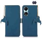 For Honor X5 Plus Genuine Leather Magnetic RFID Leather Phone Case(Blue) - 1