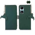 For Honor X5 Plus Genuine Leather Magnetic RFID Leather Phone Case(Green) - 1