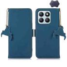 For Honor X8b Genuine Leather Magnetic RFID Leather Phone Case(Blue) - 1