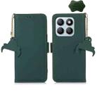 For Honor X8b Genuine Leather Magnetic RFID Leather Phone Case(Green) - 1