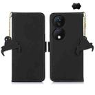 For Honor X7b Genuine Leather Magnetic RFID Leather Phone Case(Black) - 1