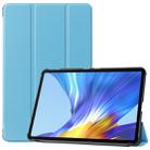 For Huawei Honor V6 / MatePad 10.4 inch Universal Solid Color Anti-fall Horizontal Flip Tablet PC Leather Case with Tri-fold Bracket & Sleep / Wake-up(Sky Blue) - 1