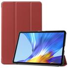 For Huawei Honor V6 / MatePad 10.4 inch Universal Solid Color Anti-fall Horizontal Flip Tablet PC Leather Case with Tri-fold Bracket & Sleep / Wake-up(Wine Red) - 1