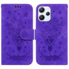 For Xiaomi Redmi 12 Butterfly Rose Embossed Leather Phone Case(Purple) - 1