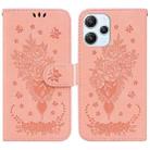 For Xiaomi Redmi 12 Butterfly Rose Embossed Leather Phone Case(Pink) - 1
