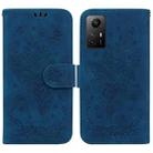 For Xiaomi Redmi Note 12S Butterfly Rose Embossed Leather Phone Case(Blue) - 1