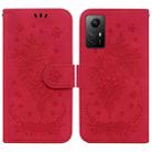 For Xiaomi Redmi Note 12S Butterfly Rose Embossed Leather Phone Case(Red) - 1