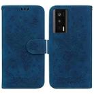 For Xiaomi Poco F5 Pro / Redmi K60 Butterfly Rose Embossed Leather Phone Case(Blue) - 1