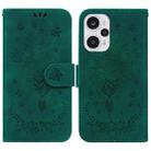 For Xiaomi Poco F5 / Redmi Note 12 Turbo Butterfly Rose Embossed Leather Phone Case(Green) - 1