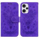 For Xiaomi Poco F5 / Redmi Note 12 Turbo Butterfly Rose Embossed Leather Phone Case(Purple) - 1