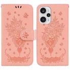 For Xiaomi Poco F5 / Redmi Note 12 Turbo Butterfly Rose Embossed Leather Phone Case(Pink) - 1