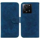 For Xiaomi 13T / 13T Pro / Redmi K60 Ultra Butterfly Rose Embossed Leather Phone Case(Blue) - 1