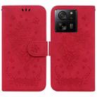 For Xiaomi 13T / 13T Pro / Redmi K60 Ultra Butterfly Rose Embossed Leather Phone Case(Red) - 1