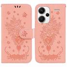 For Xiaomi Redmi Note 13 Pro+ 5G Butterfly Rose Embossed Leather Phone Case(Pink) - 1