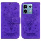 For Xiaomi Redmi Note 13 Pro 5G Butterfly Rose Embossed Leather Phone Case(Purple) - 1