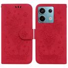 For Xiaomi Redmi Note 13 Pro 5G Butterfly Rose Embossed Leather Phone Case(Red) - 1