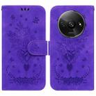 For Xiaomi Redmi A3 Butterfly Rose Embossed Leather Phone Case(Purple) - 1