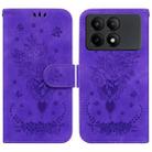 For Xiaomi Redmi K70E / Poco X6 Pro Butterfly Rose Embossed Leather Phone Case(Purple) - 1