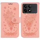 For Xiaomi Redmi K70E / Poco X6 Pro Butterfly Rose Embossed Leather Phone Case(Pink) - 1