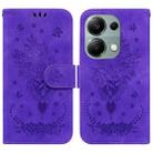 For Xiaomi Redmi Note 13 Pro 4G Butterfly Rose Embossed Leather Phone Case(Purple) - 1