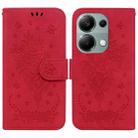 For Xiaomi Redmi Note 13 Pro 4G Butterfly Rose Embossed Leather Phone Case(Red) - 1