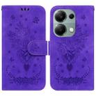 For Xiaomi Poco M6 Pro 4G Butterfly Rose Embossed Leather Phone Case(Purple) - 1