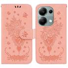 For Xiaomi Poco M6 Pro 4G Butterfly Rose Embossed Leather Phone Case(Pink) - 1