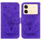 For Xiaomi Redmi Note 13R Pro Butterfly Rose Embossed Leather Phone Case(Purple) - 1