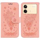 For Xiaomi Redmi Note 13R Pro Butterfly Rose Embossed Leather Phone Case(Pink) - 1