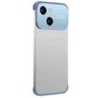 For iPhone 14 Plus Metal Large Window + TPU Corners Phone Protective Frame(Light Blue) - 1