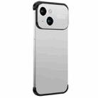 For iPhone 14 Plus Metal Large Window + TPU Corners Phone Protective Frame(White) - 1