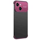 For iPhone 14 Plus Metal Large Window + TPU Corners Phone Protective Frame(Wine Red) - 1