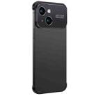 For iPhone 14 Plus Metal Large Window + TPU Corners Phone Protective Frame(Black) - 1