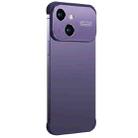 For iPhone 14 Metal Large Window + TPU Corners Phone Protective Frame(Dark Purple) - 1