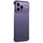 For iPhone 13 Pro Max Metal Large Window + TPU Corners Phone Protective Frame(Dark Purple) - 1