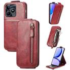 For Realme C55 Zipper Wallet Vertical Flip Leather Phone Case(Red) - 1