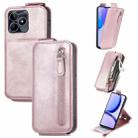 For Realme C55 Zipper Wallet Vertical Flip Leather Phone Case(Rose Gold) - 1